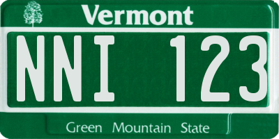 VT license plate NNI123