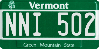 VT license plate NNI502