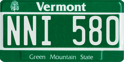 VT license plate NNI580