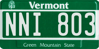 VT license plate NNI803