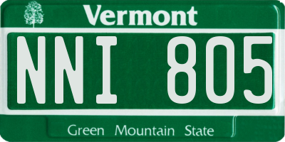 VT license plate NNI805