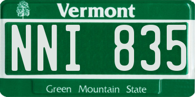 VT license plate NNI835