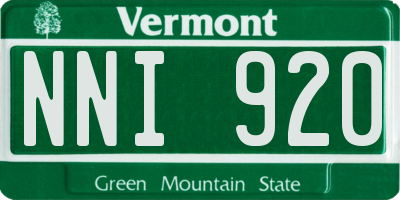 VT license plate NNI920