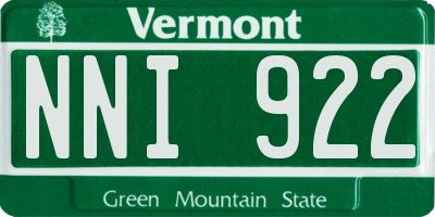 VT license plate NNI922