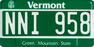 VT license plate NNI958