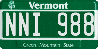 VT license plate NNI988