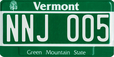 VT license plate NNJ005