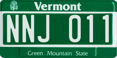 VT license plate NNJ011