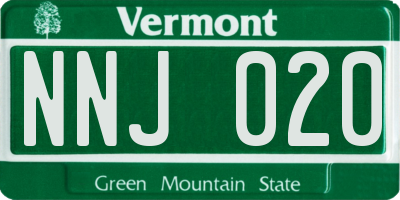 VT license plate NNJ020