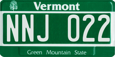 VT license plate NNJ022