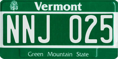 VT license plate NNJ025