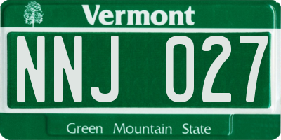 VT license plate NNJ027