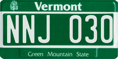 VT license plate NNJ030