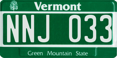 VT license plate NNJ033