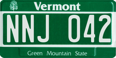 VT license plate NNJ042