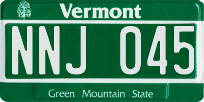VT license plate NNJ045