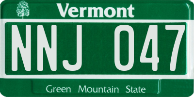VT license plate NNJ047