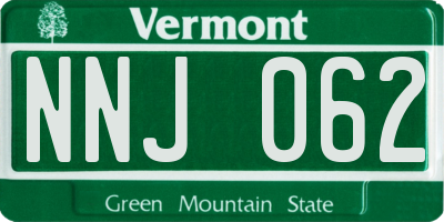 VT license plate NNJ062