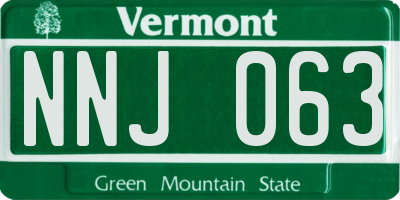 VT license plate NNJ063