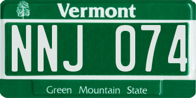 VT license plate NNJ074