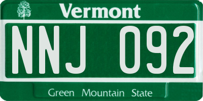 VT license plate NNJ092