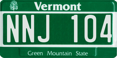 VT license plate NNJ104
