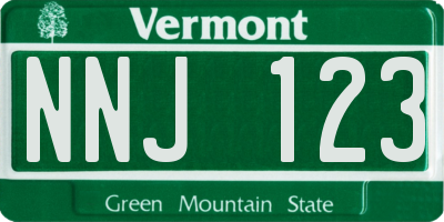 VT license plate NNJ123