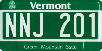 VT license plate NNJ201