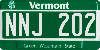 VT license plate NNJ202