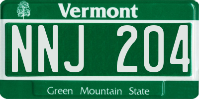 VT license plate NNJ204