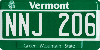 VT license plate NNJ206