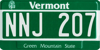 VT license plate NNJ207