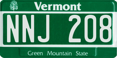 VT license plate NNJ208