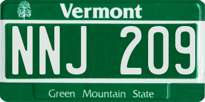 VT license plate NNJ209