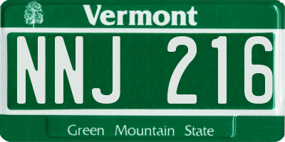 VT license plate NNJ216