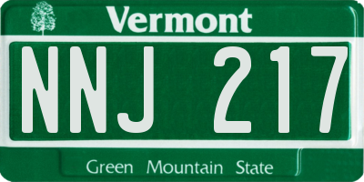 VT license plate NNJ217