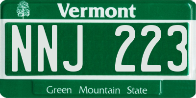 VT license plate NNJ223