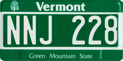 VT license plate NNJ228