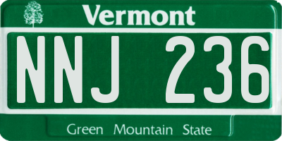 VT license plate NNJ236