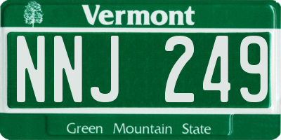 VT license plate NNJ249