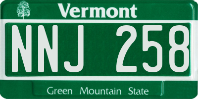 VT license plate NNJ258