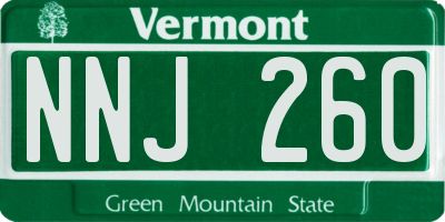 VT license plate NNJ260