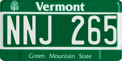 VT license plate NNJ265