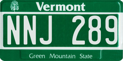 VT license plate NNJ289