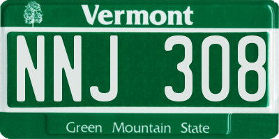 VT license plate NNJ308