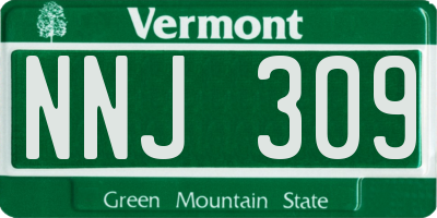 VT license plate NNJ309