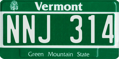 VT license plate NNJ314