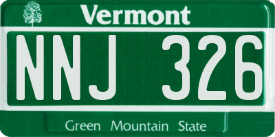 VT license plate NNJ326