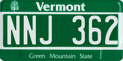 VT license plate NNJ362