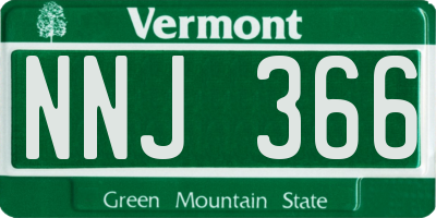 VT license plate NNJ366